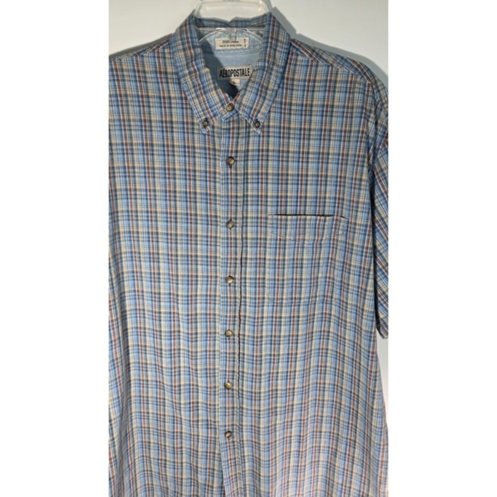 Vintage‎ Aeropostale Shirt Multicolor Plaid Button Down 100% Cotton Mens Large